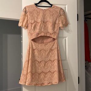 Stylestalker peach lace dress with cutout